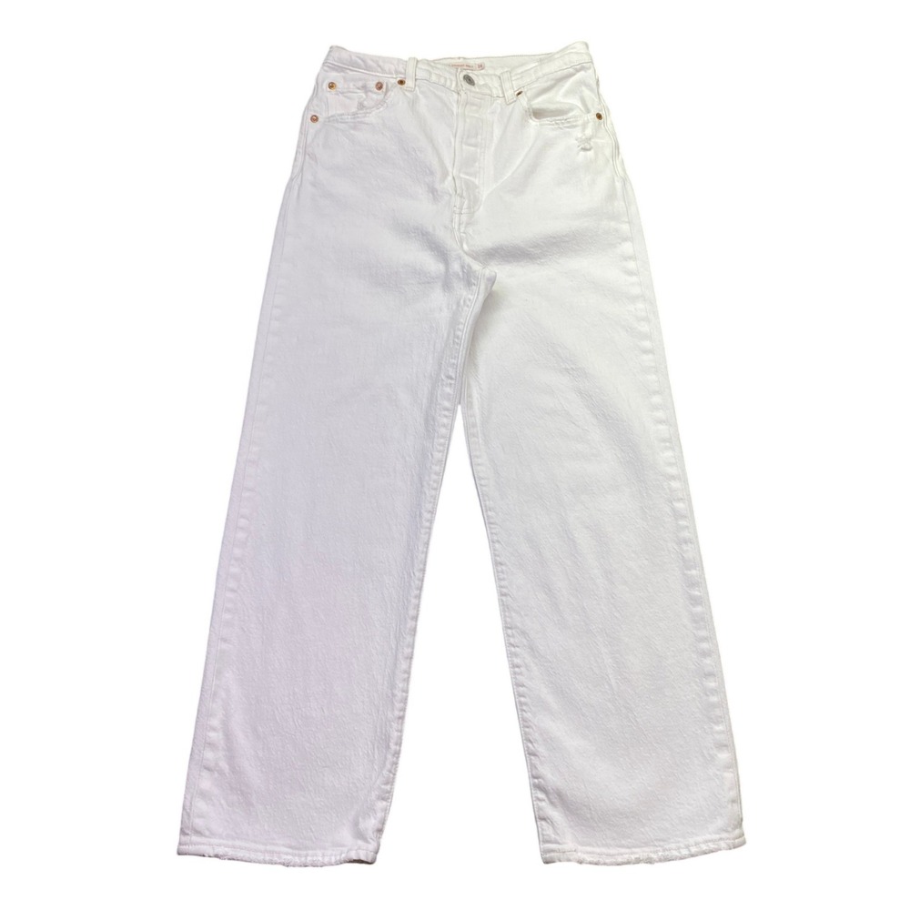 Levis Premium Ribcage Straight Ankle Jeans White Sz 28 Grunge Preppy Retro